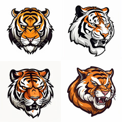 Tiger painting style logo art sticker image. Generative AI