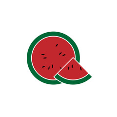 Slices of Watermelon Icons. Fresh Fruit Slice Symbol  - Vector. 