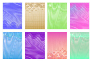 Abstract covers design collection. Background designs with waves and gradients. Designs for poster, banner, flyer, leaflet, cards, brochures and other.