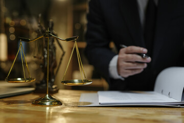  lawyer or judge consult having team meeting with client, Law and Legal services concept..