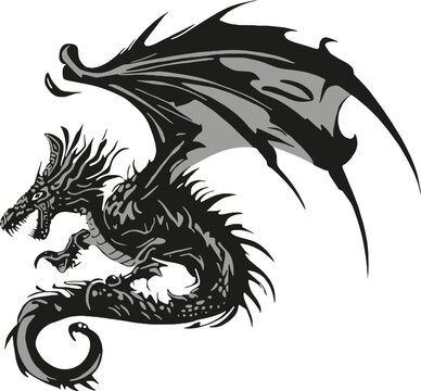 dragon simple vector image isolated on white background