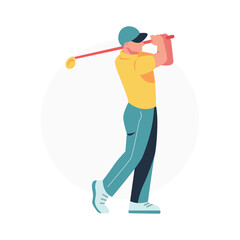Golf Sports Player Vector Illustration Swinging for the Hole