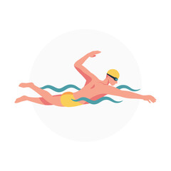 Swimming Sports Player Vector Illustration Freestyle Swimming Athlete