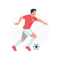 Fototapeta na wymiar Soccer Sports Player Vector Illustration Soccer Player Dribbling the Ball