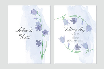 Watercolor wedding invitation with bellflowers