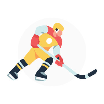 recommend clip art: Ice Hockey Sports Player Vector Illustration Dynamic Hockey Player in Action