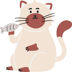 Cute little himalayan cat . hand drawn style . PNG .