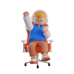 Boy Sits On A Chair 3D character