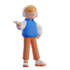 Boy Doing Presentation Pose 3D character