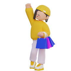 girl Shopping 3d character 