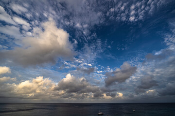 The scenic Caribbean sky over the ocean