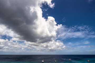 The scenic Caribbean sky over the ocean