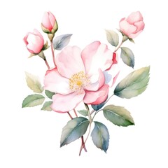 Fototapeta na wymiar Watercolor illustration of wild roses