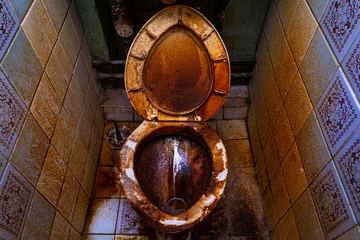 Fotobehang Abandoned dirty toilet © Andrei Korzhyts