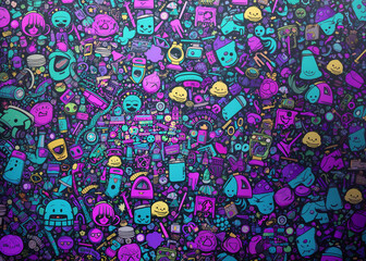 Generative ai seamless retro abstract shapes background 80s 90s vibes