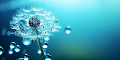 closeup of a dandelion with water drops