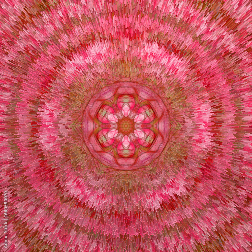 Aufkleber peachy pink exploding pattern and design in square format