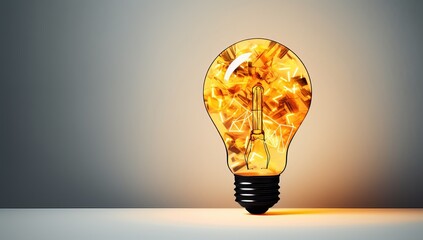 Idea concept with light bulb on grey background.