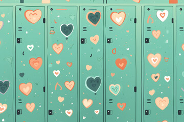 Generative ai cute illustration of closet wardrobe school lockers