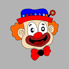 Vector Illustration of a funny cartoon Clown Face. This vector clown is perfect for backgrounds, banners, posters, t-shirt designs, stickers etc.
