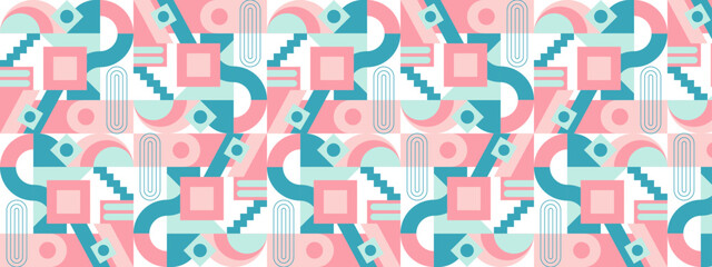 Seamless Pattern of Pop and Colorful Abstract Geometric Shape. Tile Decor Wallpaper