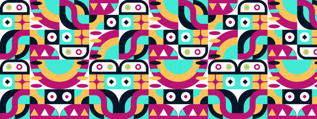 Seamless Pattern of Pop and Colorful Abstract Geometric Shape. Tile Decor Wallpaper