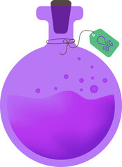 halloween witch potion vector illustration, cute cartoon vector illustration of a magic potion in a bottle, dangerous drink illustration