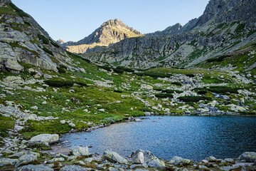 Natural scene with tarn Mlynicka valley, High Tatras mountain, Slovakia - 640582637