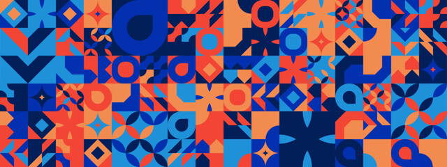 Colorful modern geometric banner with shapes