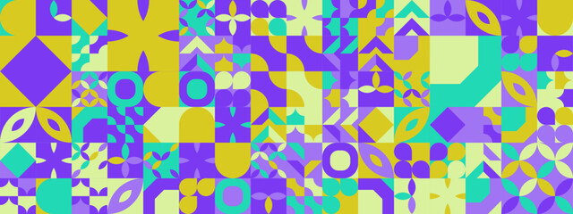 Colorful modern geometric banner with shapes