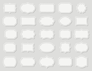 Vintage blank paper labels. Decorative ornamental stickers for invitation cover, notepaper memo and book header sticker. Vector collection of frame decoration illustration
