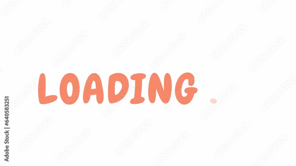 Poster childlike orange 2d loading text animation. chewy regular font used, animated cartoon 4k video loade