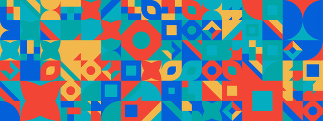 Colorful modern geometric banner with shapes