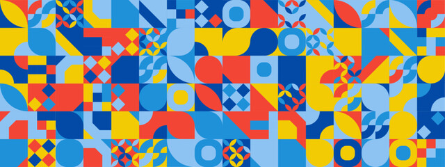 Colorful modern geometric banner with shapes