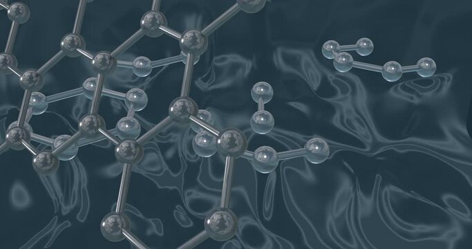 Animation of 3d micro of molecules on grey background
