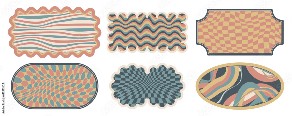Aufkleber groovy shapes. geometric brutalism abstract elements of nature and hippie minimalistic empty sticker