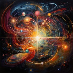 Planets and galaxy, science fiction art. Elements of this image furnished by NASA
