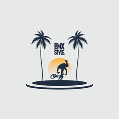 Obraz na płótnie Canvas Cycling bmx vector image.cycling bmx logo.bmx style atraction ilustration. 