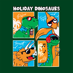 Graphic vector dinosaurs holiday for t-shirt kids