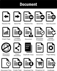 A set of 20 Document icons as receive file, send file, view document
