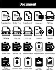 A set of 20 Document icons as page location, global page, page security