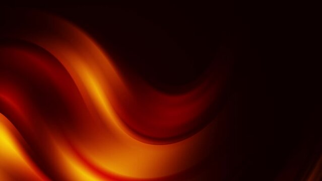 Bright red glowing curved surface on black background. Hot stream of fire. Abstract looped animation.