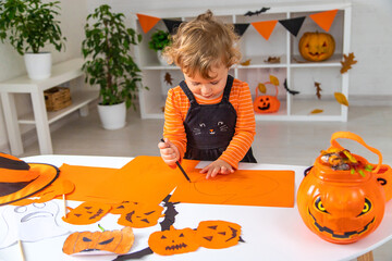 Halloween kids home holiday joy. Selective focus.