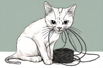 a cat playing with a bundle of thread
Generate AI