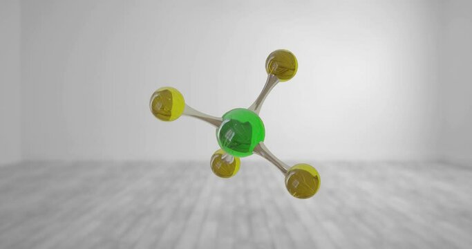 Animation of micro of molecules model over grey background