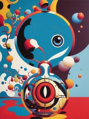 Abstract painting. Face and geometric objects. Generative AI