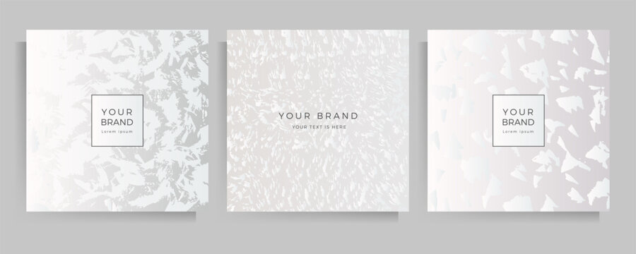 Cover design grunge texture. Abstract background color silver gray template set for folder, invitation, menu, flyer, catalog, brochure. Vector illustration in square format.