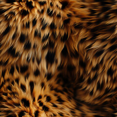 Cheetah Fur Repeat Pattern, closeup of Fluffy Animal Hair Background Texture