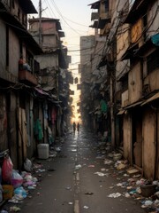 Fototapeta premium Street from the ghetto. Poor area. Generative AI