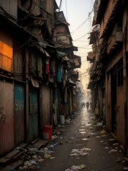 Fototapeta premium Street from the ghetto. Poor area. Generative AI
